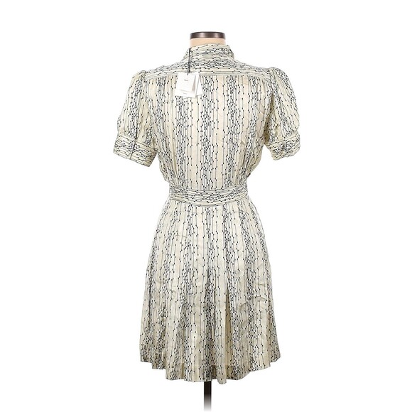 SANDRO Ivory Multicolor High Neck Puff Sleeve Satin Dress - FR 36 / US 4 - Picture 2 of 2